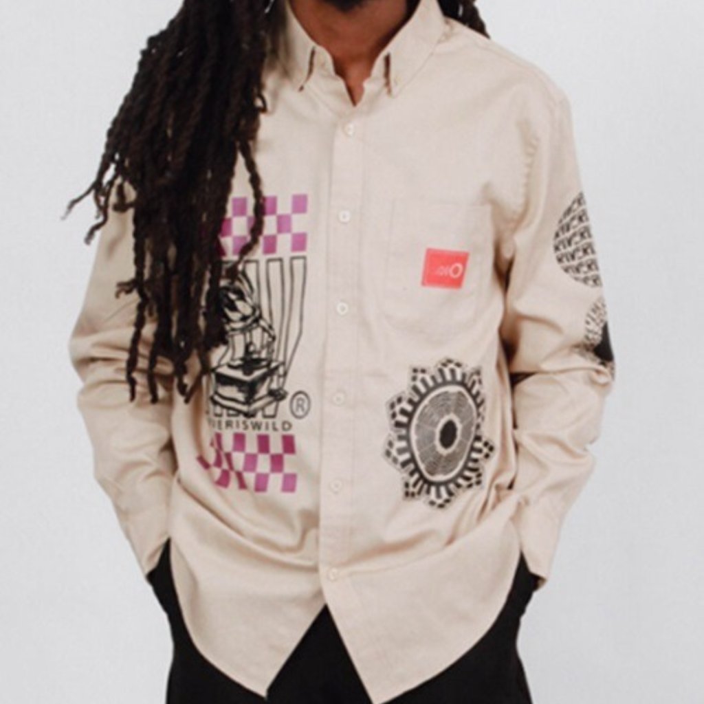 Urban Outfitters Riveriswild Shirt M Top Rally Team Button Down Khaki Pocket
